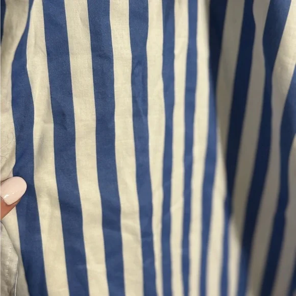 Banana Republic Factory Off-Shoulder Blue Striped Midi Dress - Picture 6 of 8